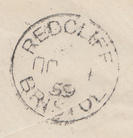 66734 - BRISTOL/PL.61(KK)(SG40). 1859 envelope, used local...