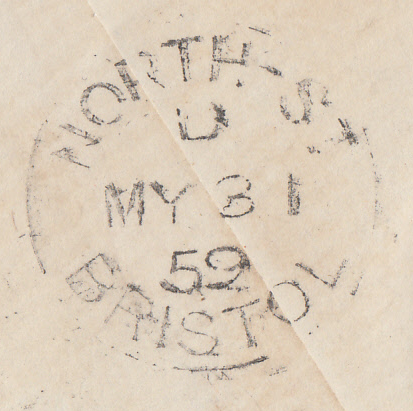 66734 - BRISTOL/PL.61(KK)(SG40). 1859 envelope, used local...