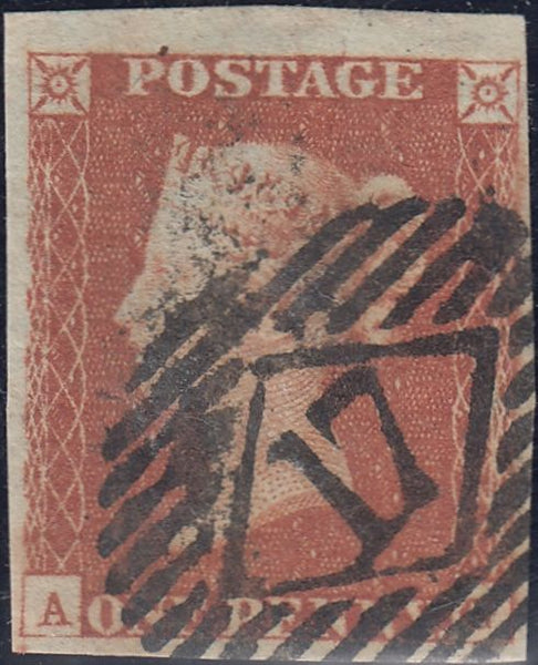 66801 - PL.62(AG)(SG8). Good used 1845 1d pl.62 (SG8) lettered AG with f...