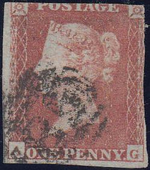 66847 - 1853 1d pl.161 (SG 8) lettered AG. Used example, c...