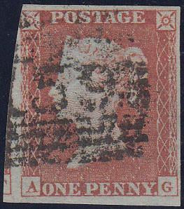66849 - 1853 1d pl.162 (AG)(SG 8). Used example lettered A...