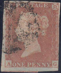 66852 - 1853 1d pl.162(AG)(SG 8). Used example lettered AG...