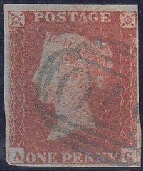 66854 - 1853 1d pl.162(AG)(SG 8). Used example lettered AG...