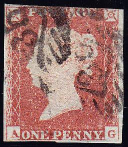66856 - 1853 1d pl.163 (AG)(SG 8). Used example lettered A...