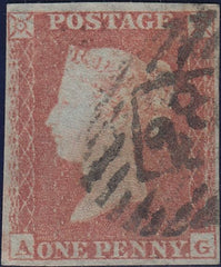 66860 - Pl.165(AG)(SG8)/MISSING IMPRIMATUR LETTERING.  Good used 1853 1d pl.