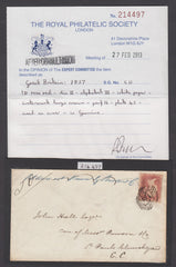 66964 1857 DIE 2 1D PLATE 45 PERFORATION 16 (SG36)(SE) ON COVER USED IN LONDON.