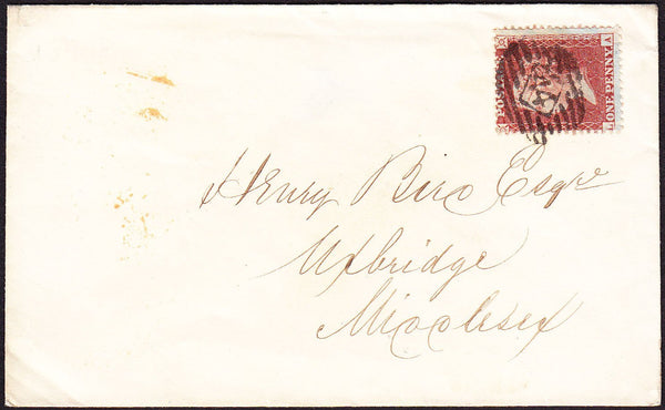 66987 - 1856 envelope London to Uxbridge with SG29 plate 4...