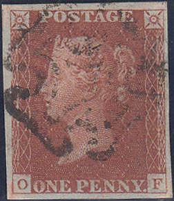 67044 - PL.41 (OF)(SG8). Fine used 1843 1d pl.41 (SG8) lettered OF