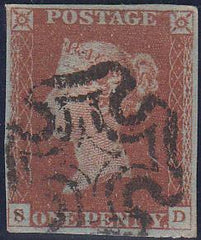 67058 1843 1D PL.41 (SG8)(SD) MALTESE CROSS CANCELLATION, FINE USED.