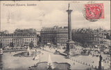 67114 - 1910 POST CARD LONDON TO FRANCE STAMP ON INCORRECT SIDE BUT NOT SURCHARGED.  Post card of Trafalgar Square to France with K...