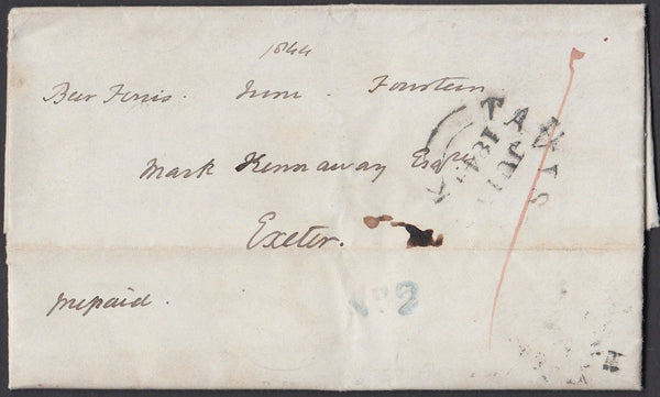 67170 - DEVON. 1844 letter Tavistock to Exeter postage pre...