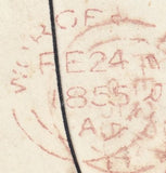 67230 - MISSENT MAIL/1855 DIE 1 PL.200 S.C.14 (SG 22)(PB) ON COVER. 1855 mourning ...