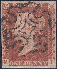 67459 1843 1D PL.34 (SG8)(MI). Good to fine used 1843 1d pl. 43 (SG8) lettered MI