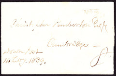 67588 - 1839 HERTS/'WALTHAM CROSS PENNY POST'/'DOWN POST'. Mourning wrapper (no side flaps) Waltha...