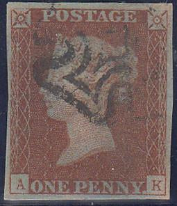67651 - 1841 1d pl.16 lettered AK (SG8). Good used, light ...
