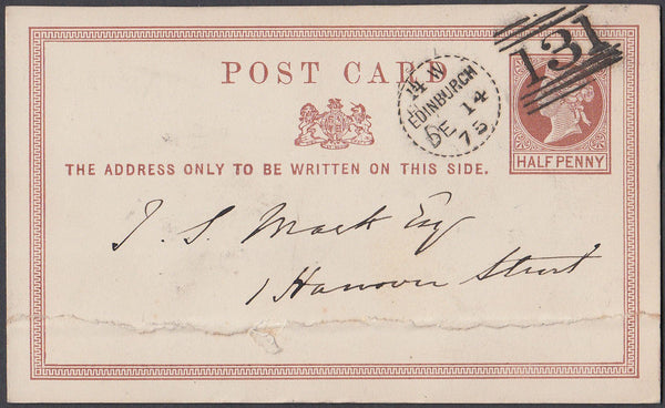 67698 - EDINBURGH DOTTED CIRCLE (RA9). QV ½d brown postcar...