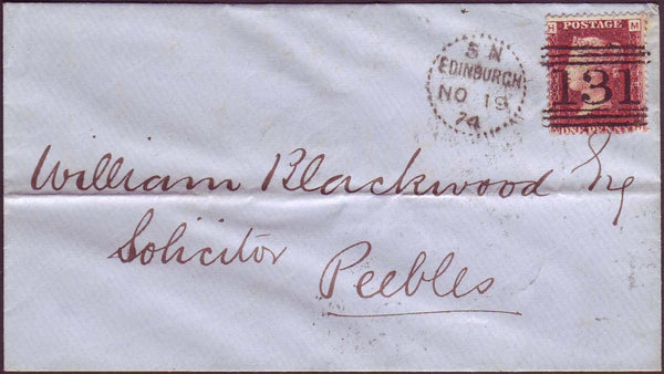 67756 - EDINBURGH DOTTED CIRCLE (RA10)/PLATE 168 (MH). 1874 envelope to P...