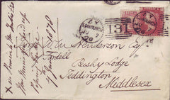 67772 - EDINBURGH DOTTED CIRCLE (RA11). 1878 envelope to T...
