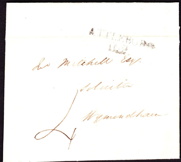 67782 - 1819 NORFOLK/'ATTLEBORO 102' MILEAGE MARK (NK13). Letter Attleborough to Wymondham dat...
