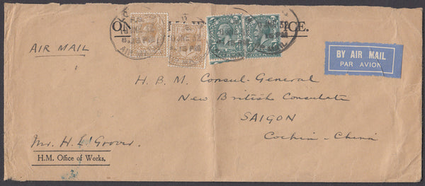 67842 - 1932 MAIL LONDON TO SAIGON COCHIN CHINA. Large envelope (224x95)