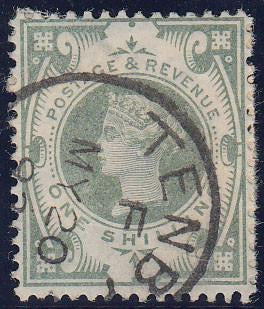 67871 - 1887 1/- green (SG211) fine used cancelled neat TE...