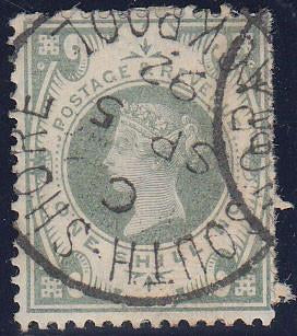 67873 - 1887 1/- green (SG211) used example some short per...