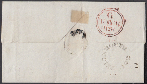 67983 - 1826 DEVON/'TEIGNMOUTH 192' MILEAGE MARK(DN1363). Letter Teignmouth to London with goo...