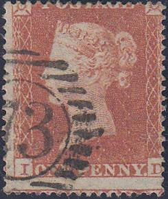 67994 - PL.169 (ID)(SG17). Good used 1854 Die 1 1d pl.169 S.C.16 (SG17)