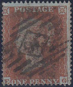 68001 - PL.196(EG)(SG17). Good used 1854 Die 1 1d pl.196