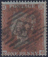 68001 - PL.196(EG)(SG17). Good used 1854 Die 1 1d pl.196