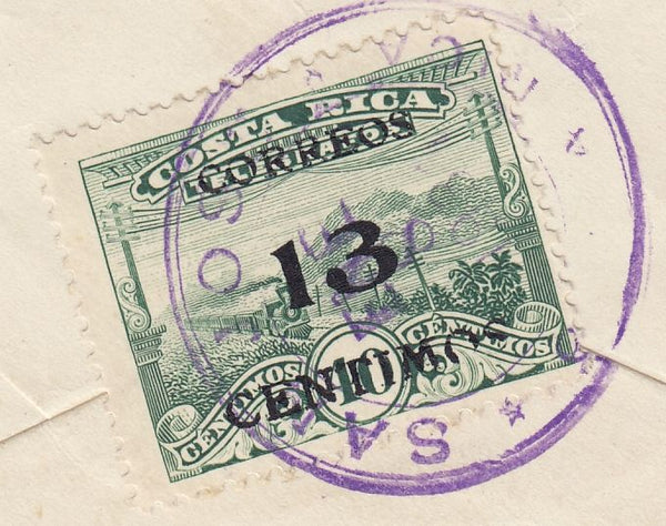68351 - 1931 UNDERPAID MAIL COSTA RICA TO BIRMINGHAM. 1931 envelope Costa Rica to Birmingha...
