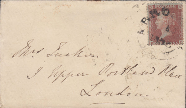 68449 - 1855 DIE 2 PLATE 5 (RC)(SPEC C6) ON ENVELOPE CANCELLED 'ARROCHAR' DATESTAMP.