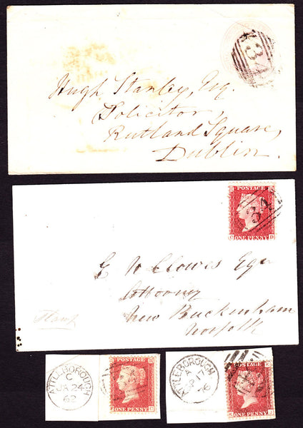 68473 THE '34' BARRED NUMERAL OF ATTLEBOROUGH, NORFOLK 1848-1879 (7 ITEMS).