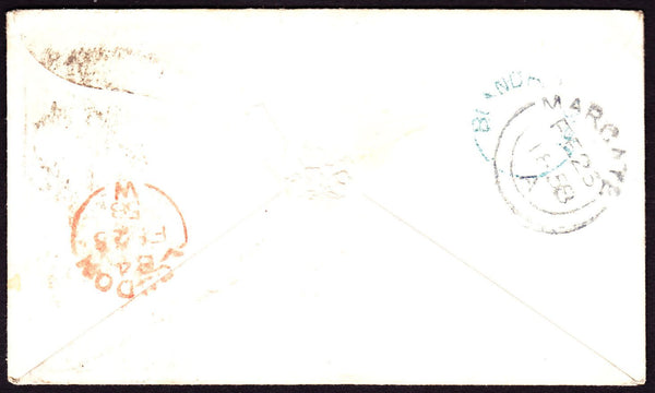 68544 1858 1D DIE 2 PLATE 52 PERFORATION 16 (SG36)(GG) ON COVER IN LONDON WITH 'BLANDFORD-ST' UDC IN BLUE.