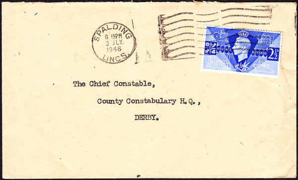 68562 - LINCOLNSHIRE. 1946 envelope Spalding to The Chief ...