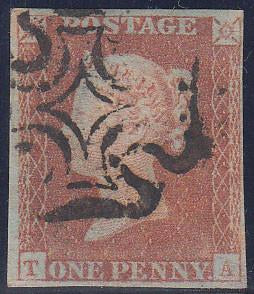 68870 - 1841 1d imperf pl.16 lettered TA (SG8). Good used ...