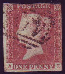 68887 - 1852 1d pl.147(AL) (SG8). Used lettered AL - MISSING I...
