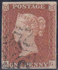 68896 - 1842 1d pl.27(AG)(SG8). Three margined used exampl...