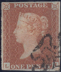68907 - PL.27(LI)(SG8). Very fine used 1842 1d pl.27 lettered L...