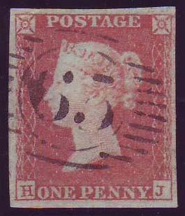 68956 - 1850 1d pl.98 (HJ) (SG8). Good used lettered HJ with fo...