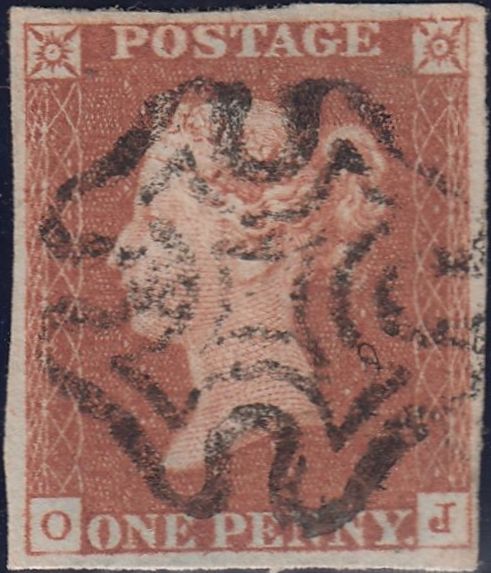 69000 - PL.28 (OJ)(SG8). Fine used 1842 1d pl. 28 (SG8) lettered OJ