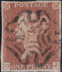 69000 - PL.28 (OJ)(SG8). Fine used 1842 1d pl. 28 (SG8) lettered OJ