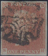 69063 - 1843 1d pl.31 (BH)(SG8). Good used lettered BH ind...