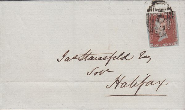 69122 - PL.45 (QG)(SG8) ON COVER. 1844 wrapper Bradford Yorks to Ha...