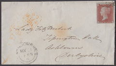 69187 - Pl.4 (LG)(SG21). 1855 envelope London to Ashbourne...
