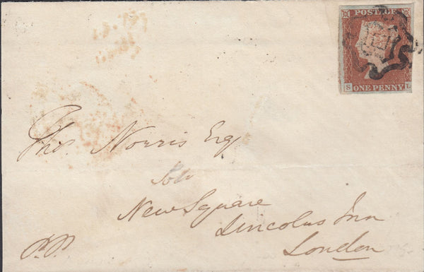 69303 - THE DISTINCTIVE MALTESE CROSS OF NORWICH ON 1843 WRAPPER (SPEC B1ts).