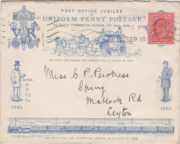 69423 - 1890 PENNY POSTAGE JUBILEE ENVELOPE USED 1916. Fine example of the ...
