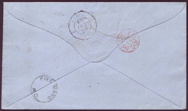 69502 - 1858 MAIL BIRMINGHAM TO PARIS/'FIVE WAYS R.O.' UDC. 1858 envelope Birmingham to Paris with...