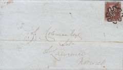 69584 - 1843 LONDON MALTESE CROSS ON COVER/PL.30 (SG8)(DK). 1843 letter
