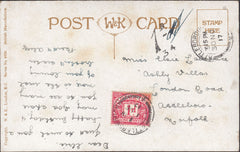 69731 - 1917 UNPAID MAIL ATTLEBOROUGH LOCAL USAGE. Post card used locally